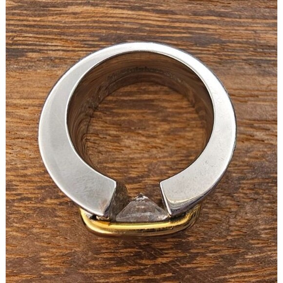 Stainless Steel CZ 2 Tone Ring Size 5.5 - Picture 3 of 5